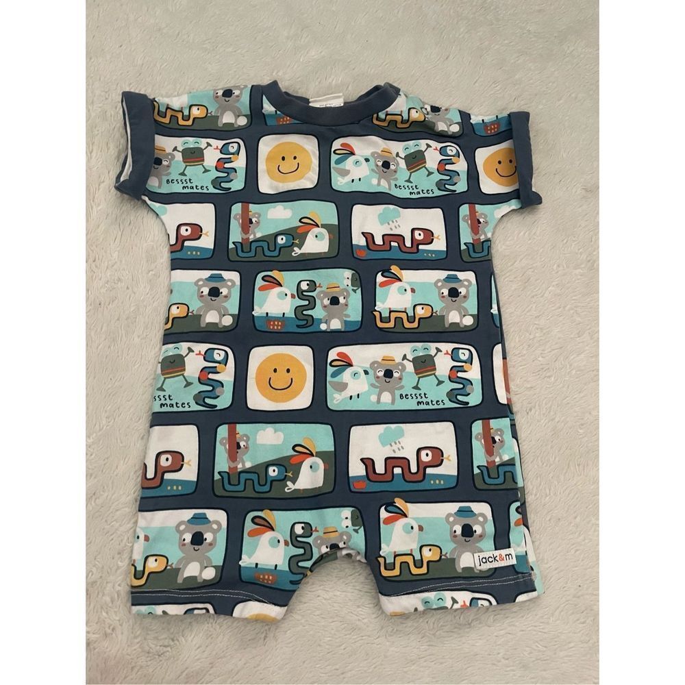 Kids Blue Animal Print Romper